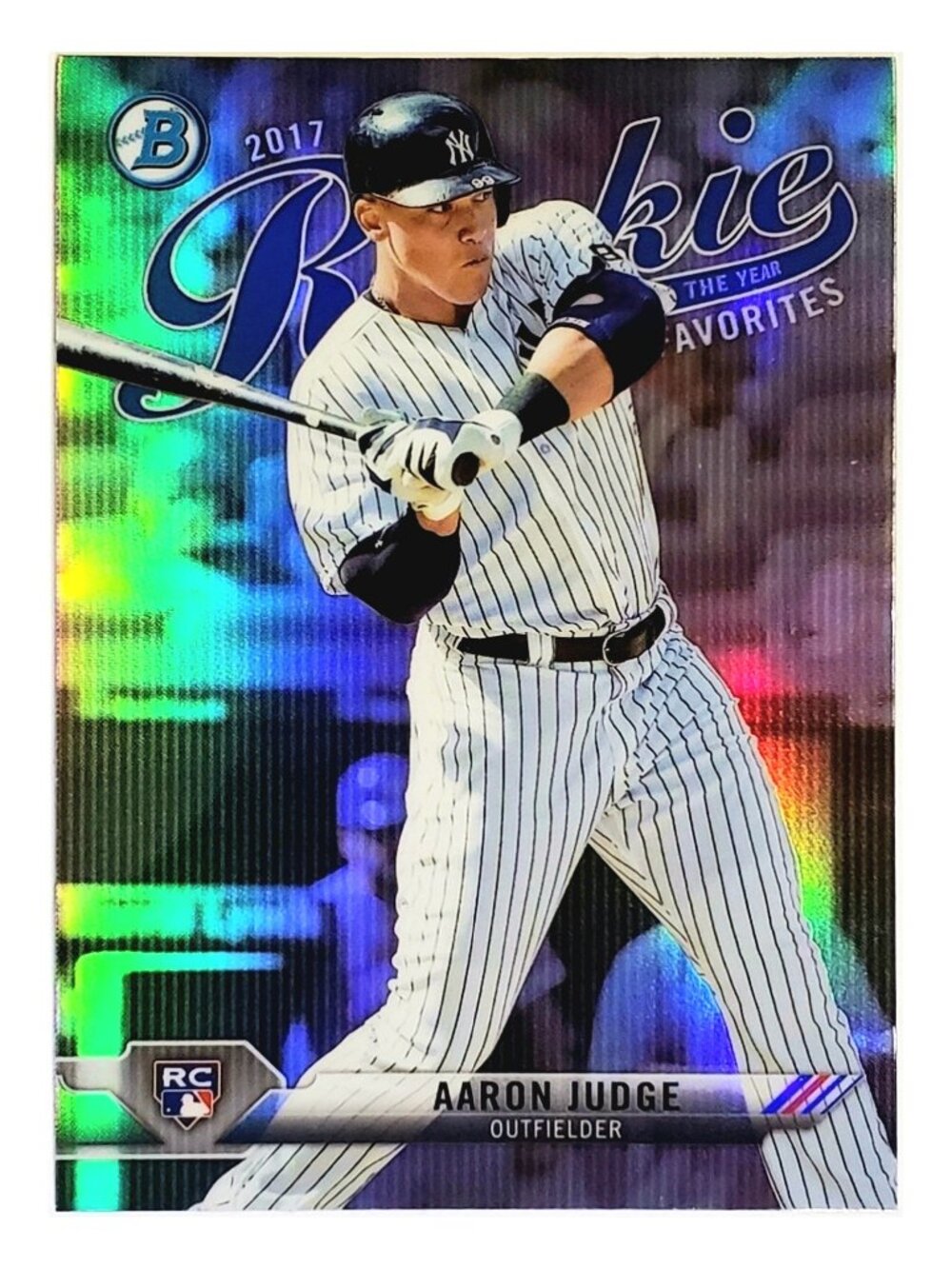AARON JUDGE ROOKIE REFRACTOR 2017 BOWMAN CHROME #ROYF-9, YANKEES, MVP